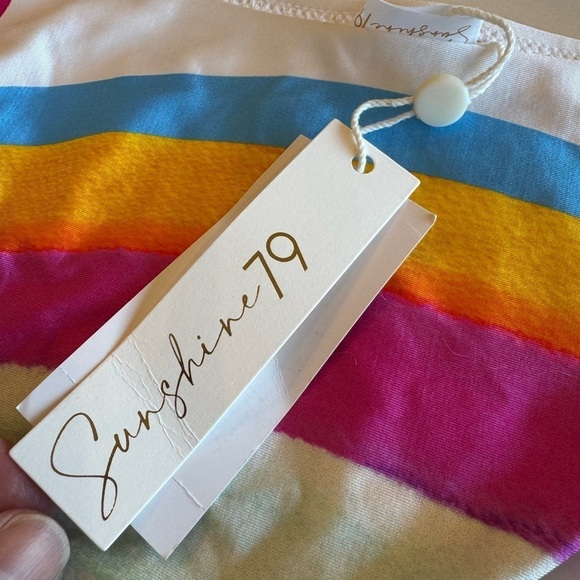 NWT Sunshine79 High Cut Embellished Rainbow Bikini Bottom / size 10 - Picture 8 of 10